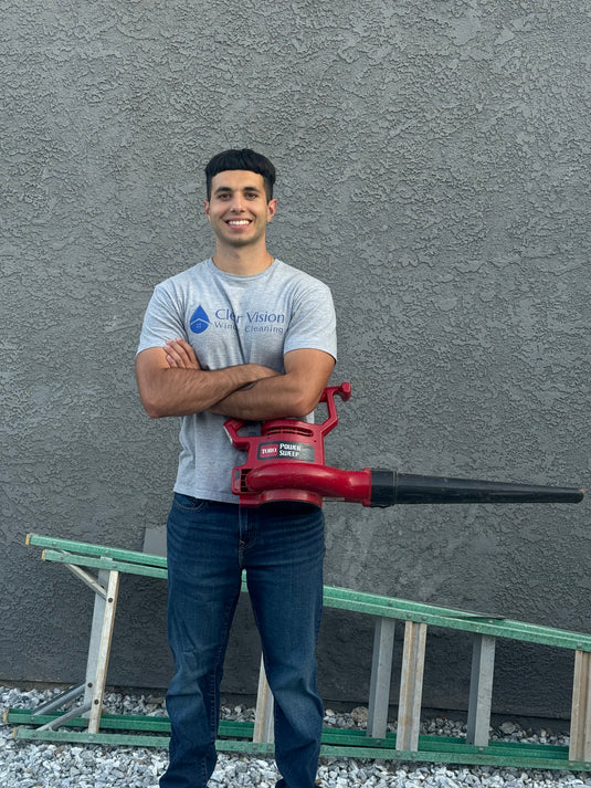 Jacob, owner of Clear Vision Window Cleaning, in Yuba City